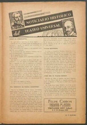 Noticiario histórico del teatro universal : para "Máscara"