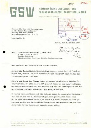 Bebauungsplaene: Skalitzer Ecke, Mariannenstraße, Bürgerbeteiligung, 1982 bis 1986