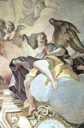 Engelschöre und die vier Erdteile in Verehrung Christi