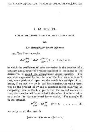 Chapter VI. Linear Equations with Variable Coefficients.