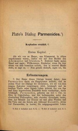 Plato's Dialog Parmenides