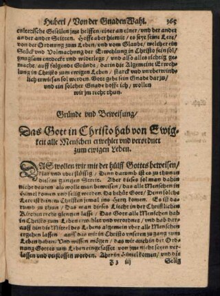 Gründe und Beweisung/ Das Gott in Christo hab von Ewigkeit alle Menschen erwehlet ...