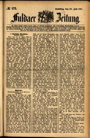 Ausgabe vom Samstag, den 30. Juli 1881.