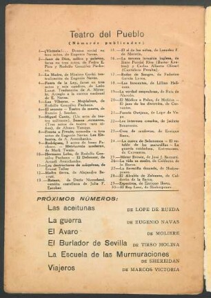 Teatro del Pueblo - (Números publicados)
