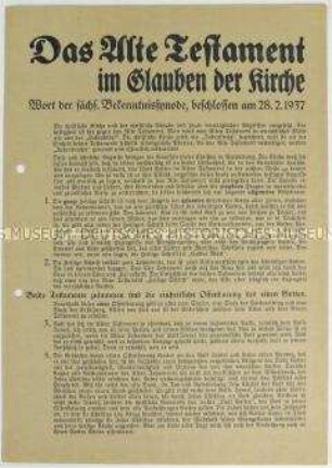 Propagandaflugblatt der Landeskriche Sachsen zur Kirchenwahl 1937