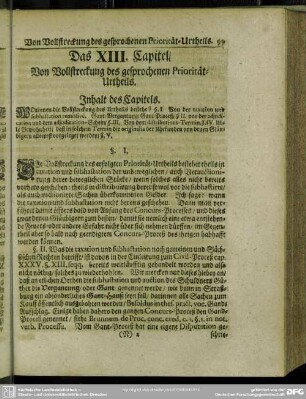 Das XIII. Capitel, Von Vollstreckung des gesprochenen Priorität-Urtheils