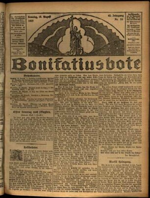 Erste Ausgabe vom Sonntag, den 16. August 1925.