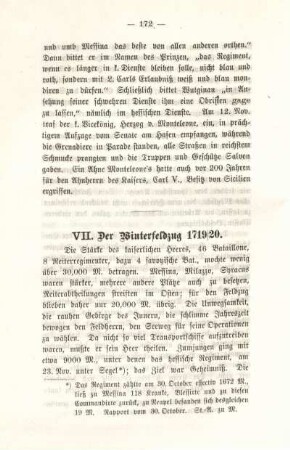 VII. Der Winterfeldzug 1719/20.