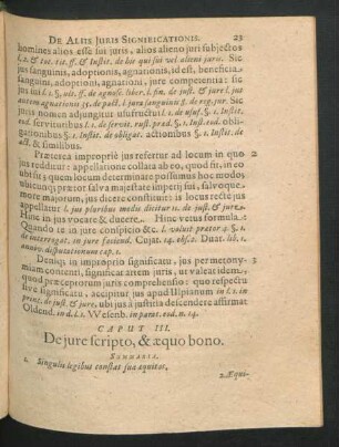 Caput III. De iure scripto, & aequo bono.