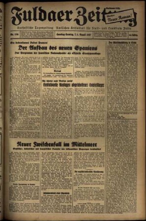 Erste Ausgabe vom Samstag, den 07. August 1937.