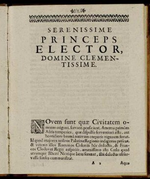 Serenissime Princepes Elector, Domine Clementissime.