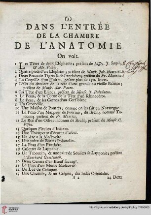 Dans l'entrée de la chambre de l'anatomie