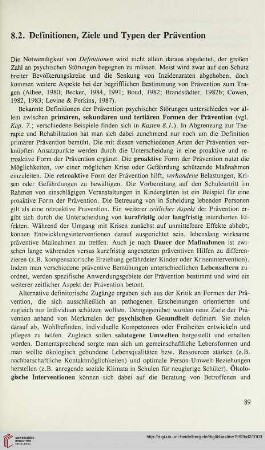 8.2. Definition, Ziele und Typen der Prävention