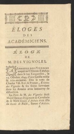 Éloges Des Académiciens