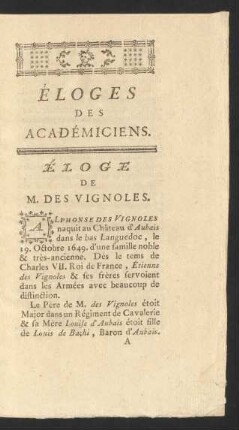 Éloges Des Académiciens