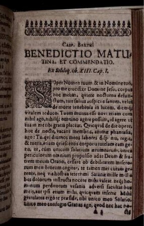Benedictio Matutina, Et Commendatio