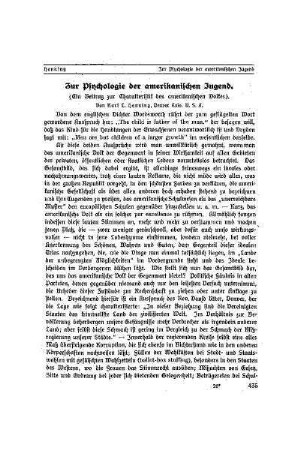 Zur Psychologie der amerikanischen Jugend