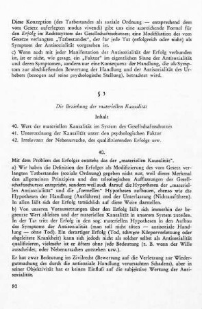 40. Wert der materiellen Kausalität im System des Gesellschaftsschutzes