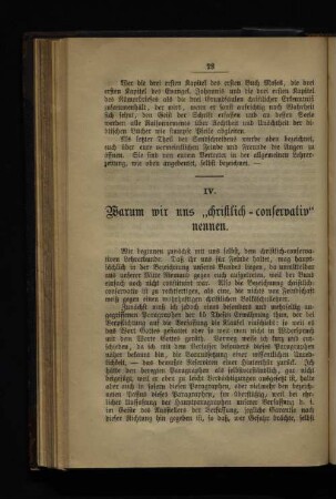 IV. Warum wir uns "christlich - conserativ" nennen.