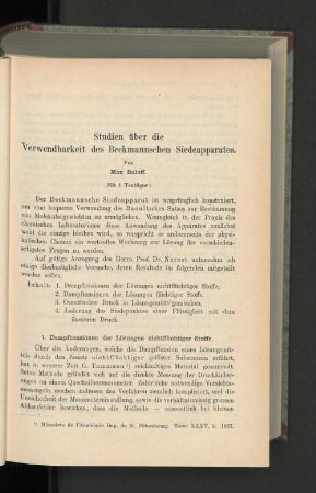 Studien über die Verwendbarkeit des Beckmannschen Siedeapparates.