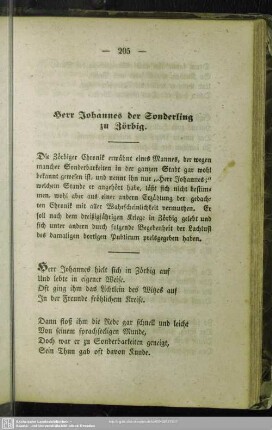 Herr Johannes der Sonderling zu Zörbig