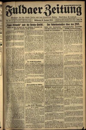 Erste Ausgabe vom Mittwoch, den 18. Januar 1933.