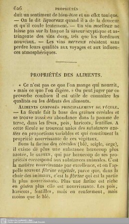 Propriétés des aliments