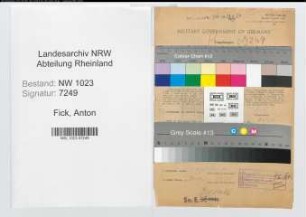 Entnazifizierung Anton Fick , geb. 03.01.1891 (Arbeiter)