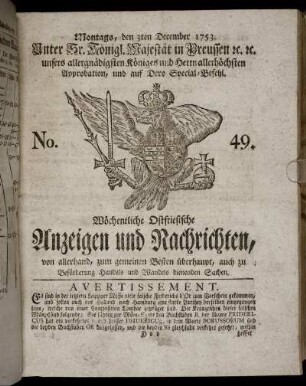 No. 49. Montags, den 3ten December, 1753.