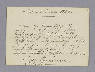 Siegfried Bendixen. – London, 25.07.1834