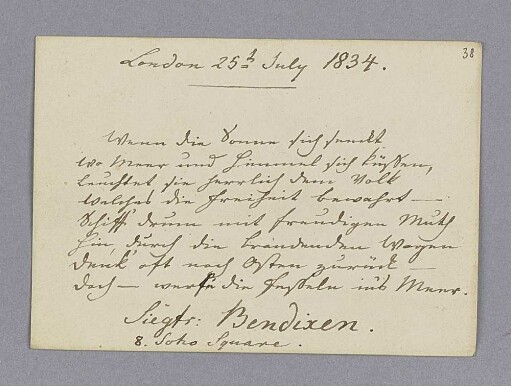 Siegfried Bendixen. – London, 25.07.1834
