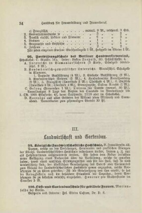 III. Landwirtschaft und Gartenbau