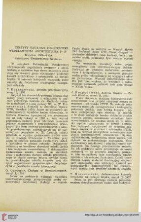 2: Zeszyty naukowe politechniki wrocławskiej : Architektura I - IV ; [Rezension]