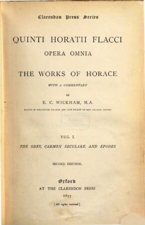 Quinti Horatii Flacci opera omnia, I