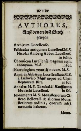 Authores, Auß denen diß Buch gezogen.