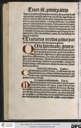 Tractatus tertius prime partis de confirmatione, et habet septem capitula.
