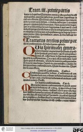 Tractatus tertius prime partis de confirmatione, et habet septem capitula.