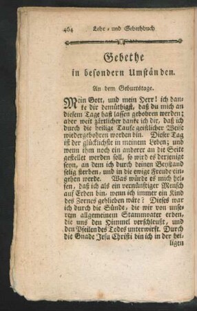 Gebethe in besondern Umständen