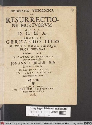 Disputatio Theologica De Resurrectione Mortuorum