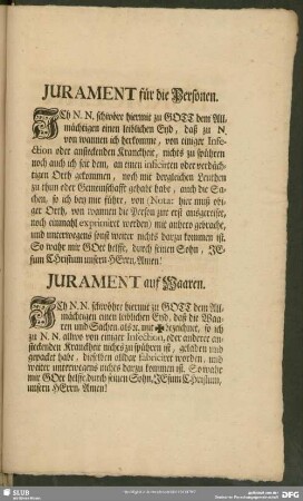 Jurament für die Personen