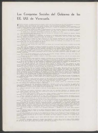 Las Conquistas Sociales del Gobierno de los EE. UU. de Venezuela