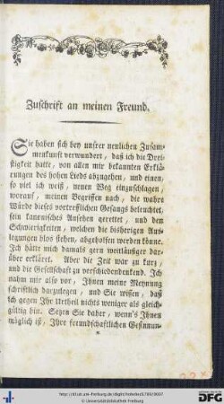 Zuschrift an meinen Freund.