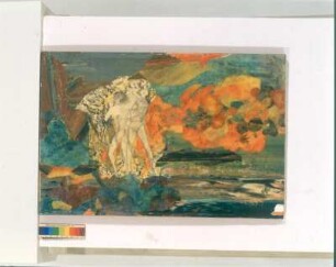 Abstrahierte Komposition SPRING : Abstrahierte Komposition SPRING. Papiercollage, Teilzeichnung, Frottagemit Blüten unter Polyesterschmelze; 51 x 76 cm. 1976