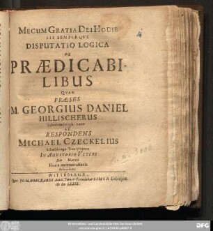 Disputatio Logica De Praedicabilibus