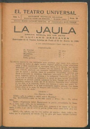 La jaula : drama social en un acto