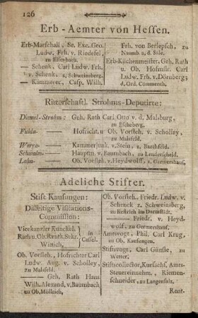 Erb-Aemter von Hessen. - Ritterschaftl. Strohms-Deputirte.