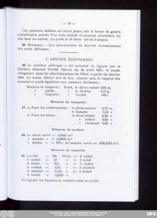V. Mesures Égyptiennes