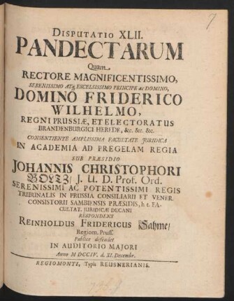 Disputatio XLII. Pandectarum
