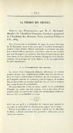 La théorie des chances.