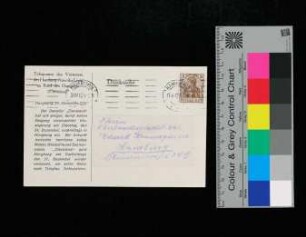 Nachrichten über den Reiseverlauf an die Familie in Hamburg - Weltreisen der Hamburg-Amerika Linie.- Telegramm des Vertreters der Hamburg-Amerika Linie an Bord des Dampfers "Cleveland".